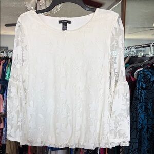 Alfani Ivory Floral Lace Top
